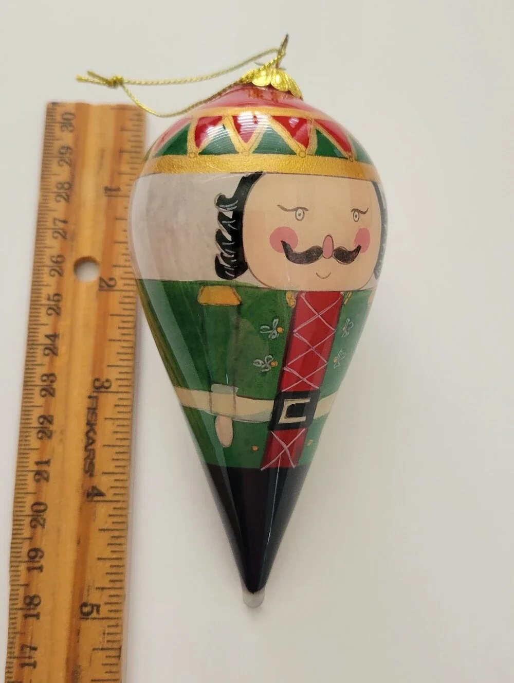 Pier 1 Imports Nutcracker Hand Painted Glass Christmas Hanging Ornament